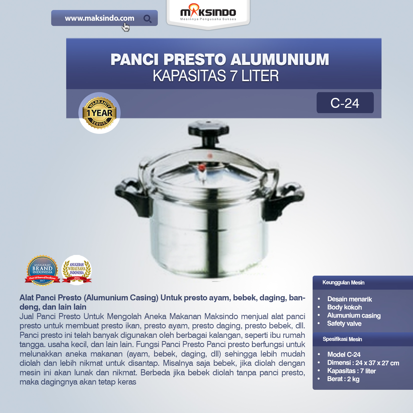Jual Panci Presto Alumunium 7 -135 Liter di Bekasi