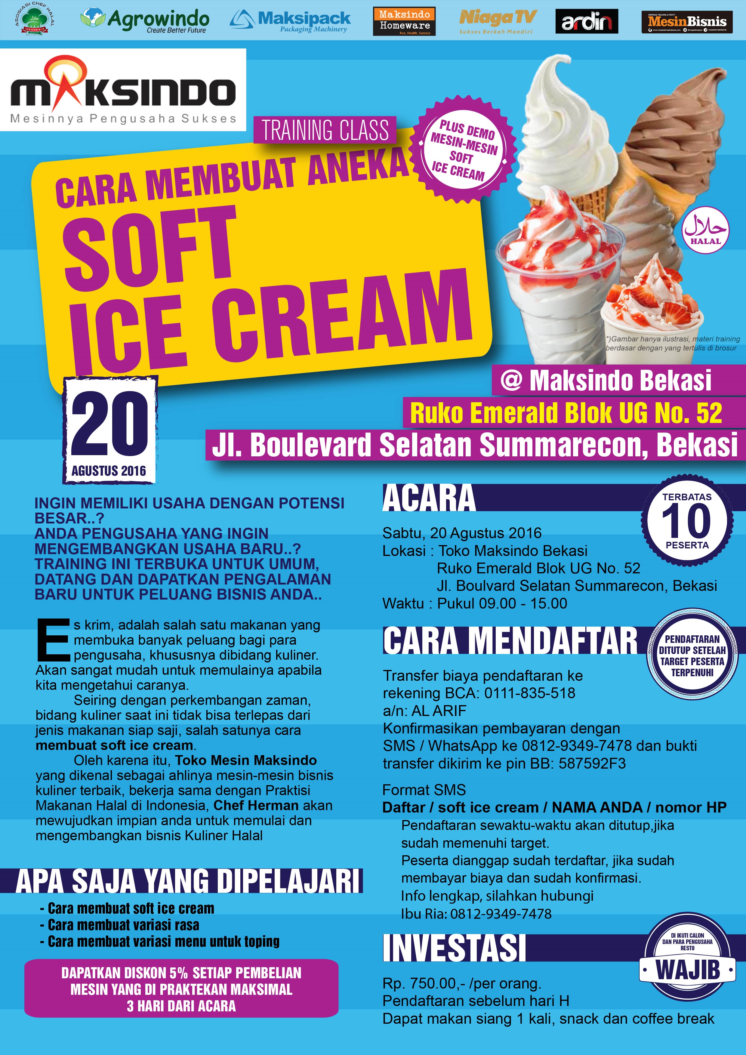 Training Usaha Soft Ice Cream di Bekasi, 20 Agustus 2016