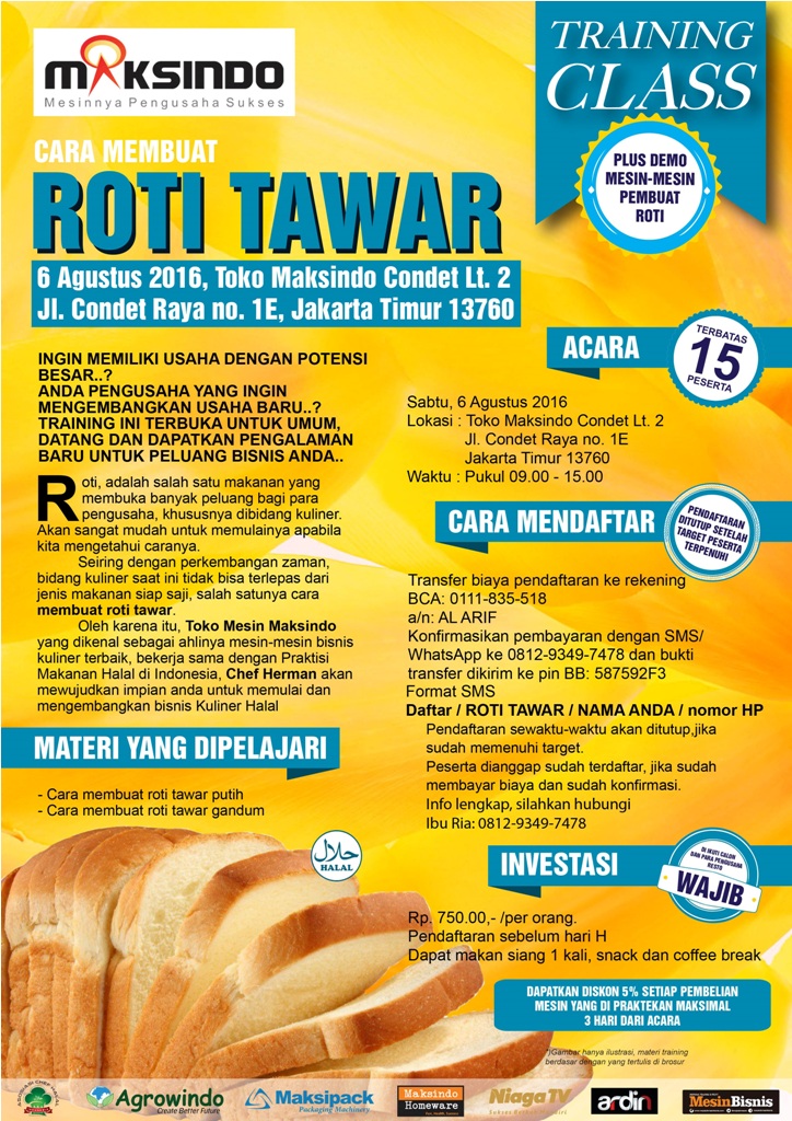 Training Usaha Roti Tawar di Condet, 6 Agustus 2016