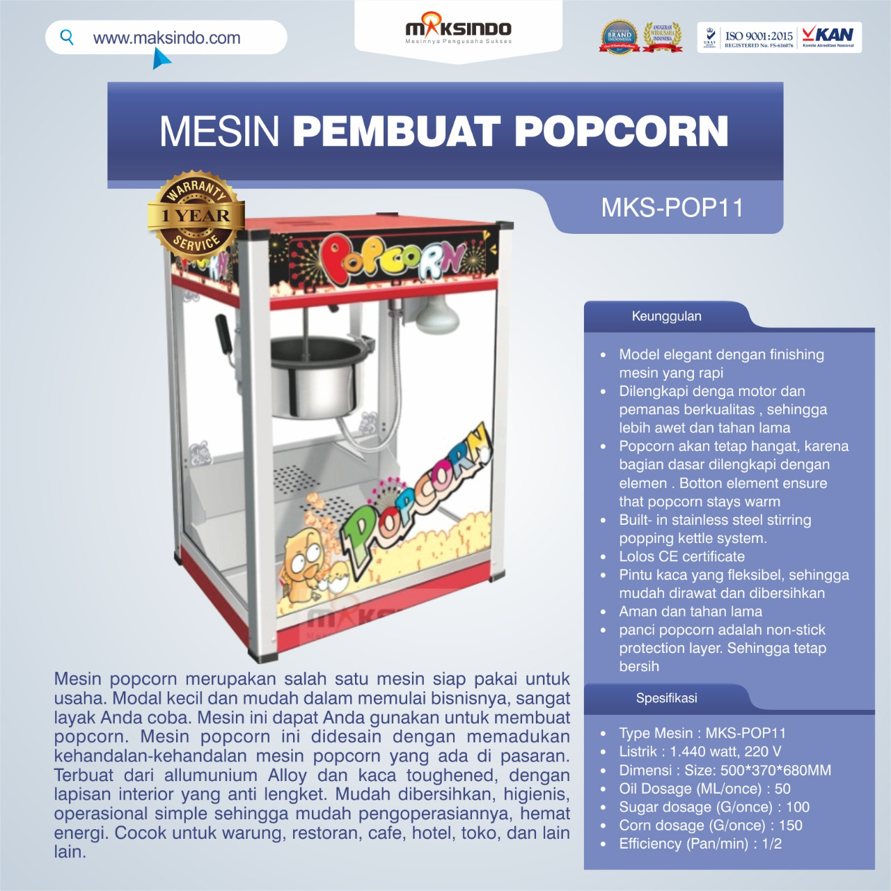 Jual Mesin Popcorn Untuk Membuat Popcorn di Bekasi