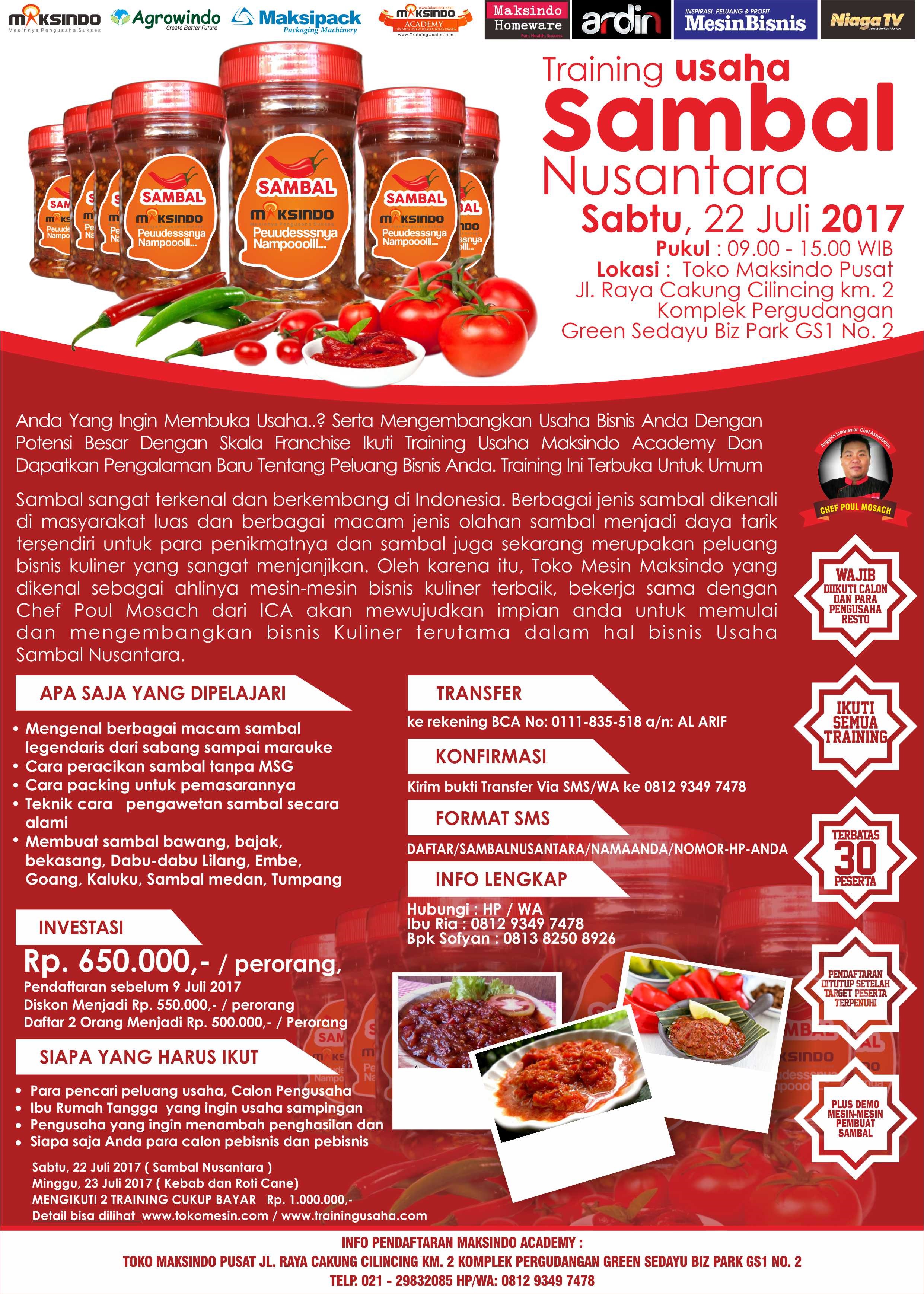 Training Usaha Sambal Nusantara, 22 Juli 2017