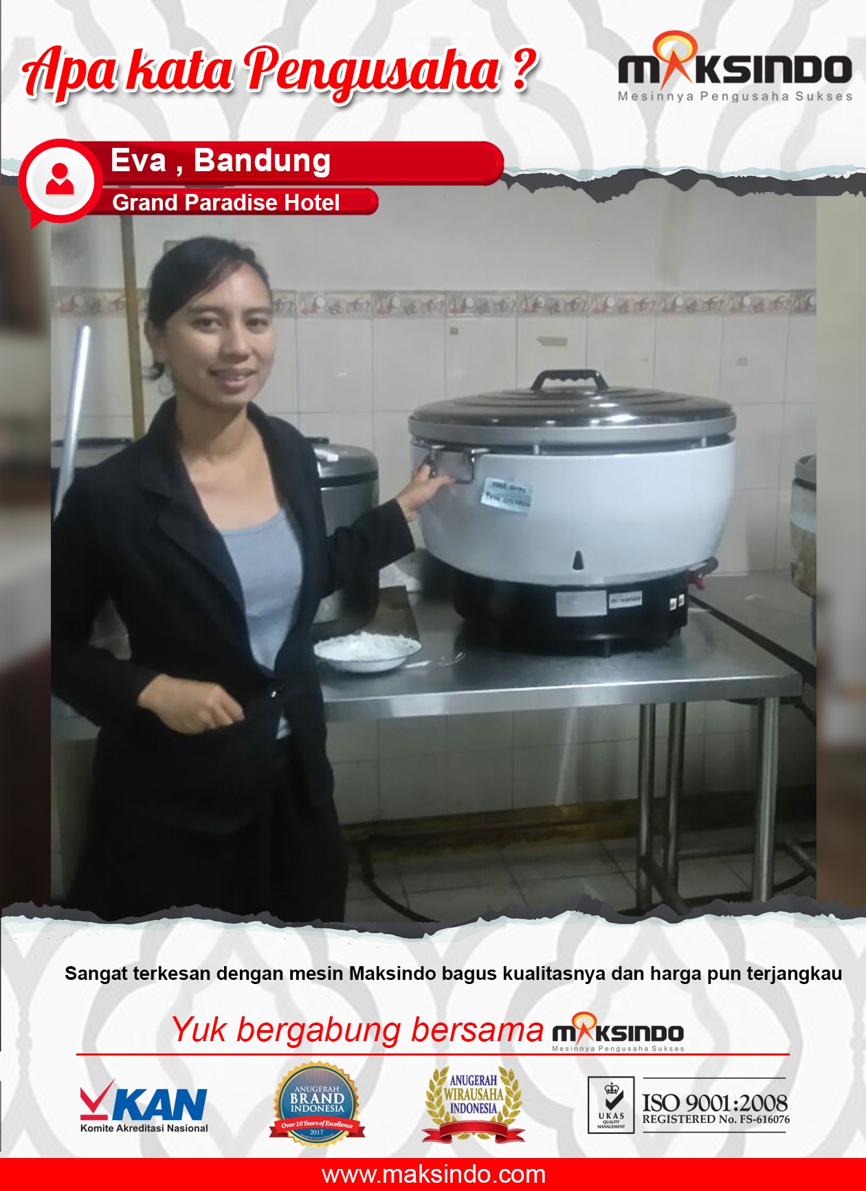 Grand Paradise Hotel : Dengan Rice Cooker Maksindo Memasak di Hotel jadi Lebih Cepat dan Memuaskan