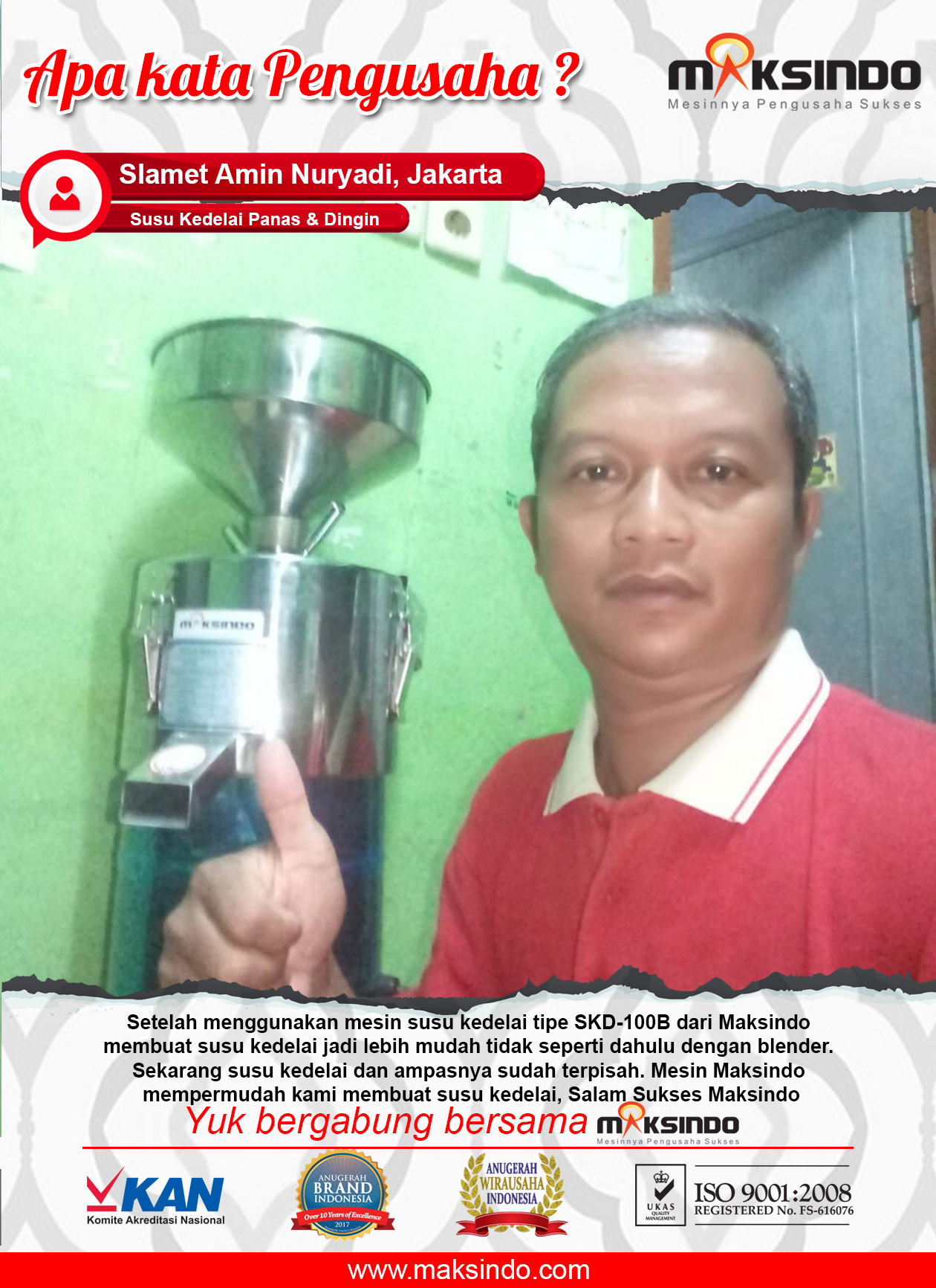 Susu Kedelai Panas & Dingin : Produksi Susu Kedelai Lebih Mudah dengan Mesin Susu Kedelai Maksindo