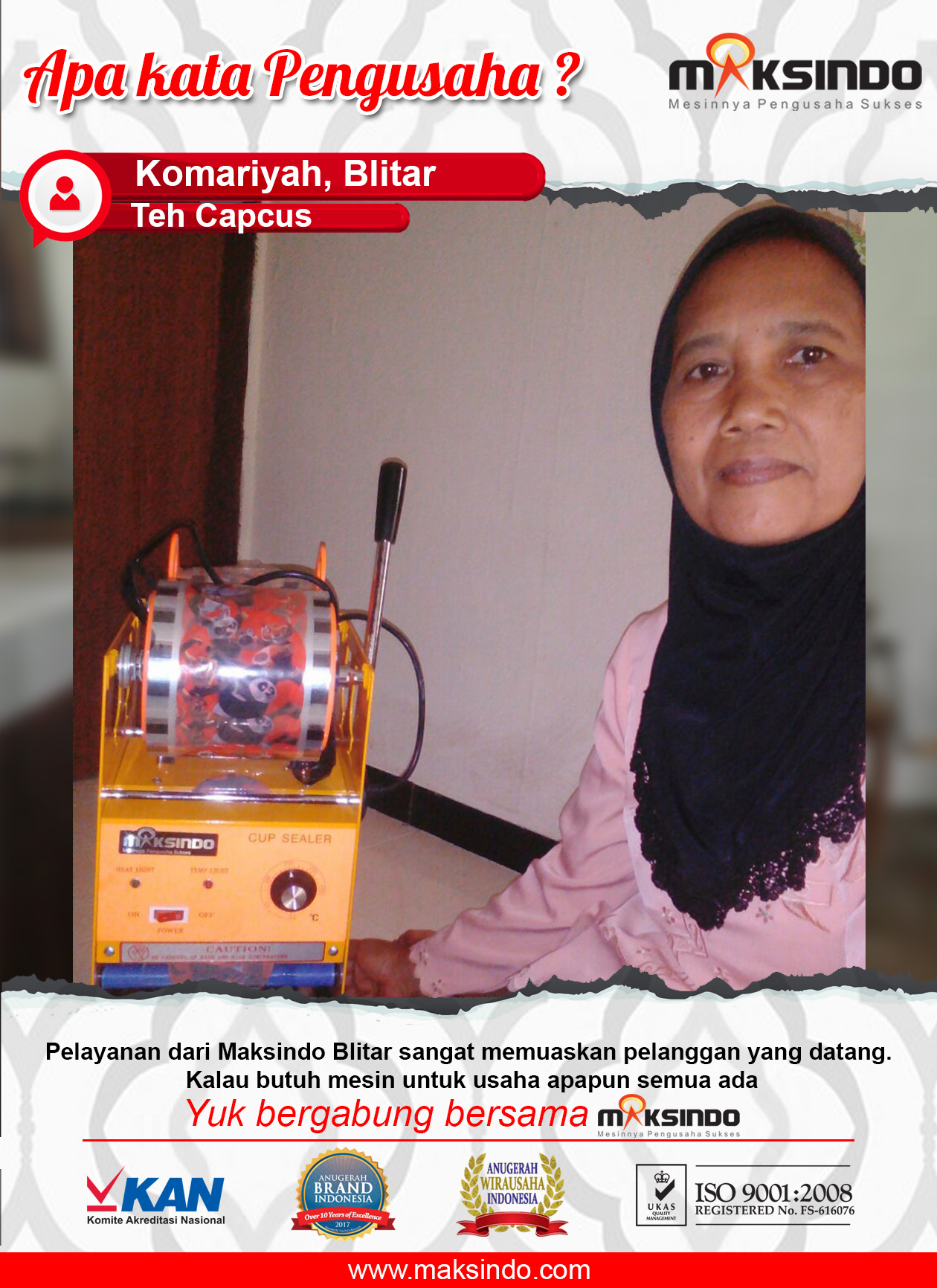 Teh Capcus : Menggunakan Mesin Cup Sealer Manual Maksindo Sangat Memuaskan Pelanggan