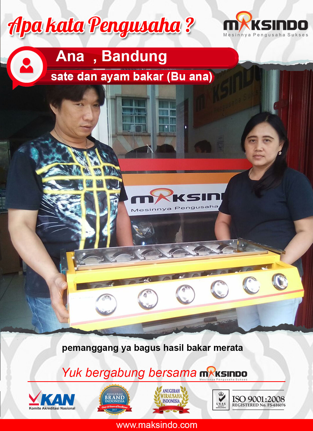 Sate dan Ayam Bakar Bu Ana : Mesin Pemanggang Dari Maksindo Mampu Memanggang Dengan Merata