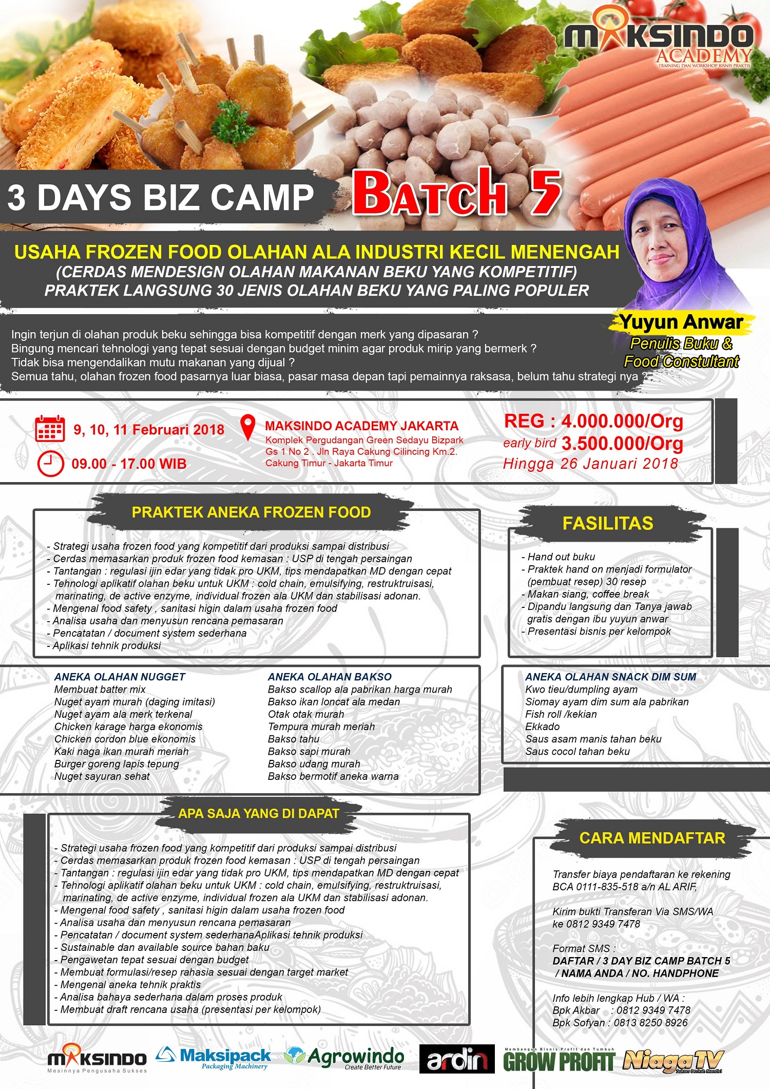 Training Usaha Frozen Food, 9 – 11 Februari 2018