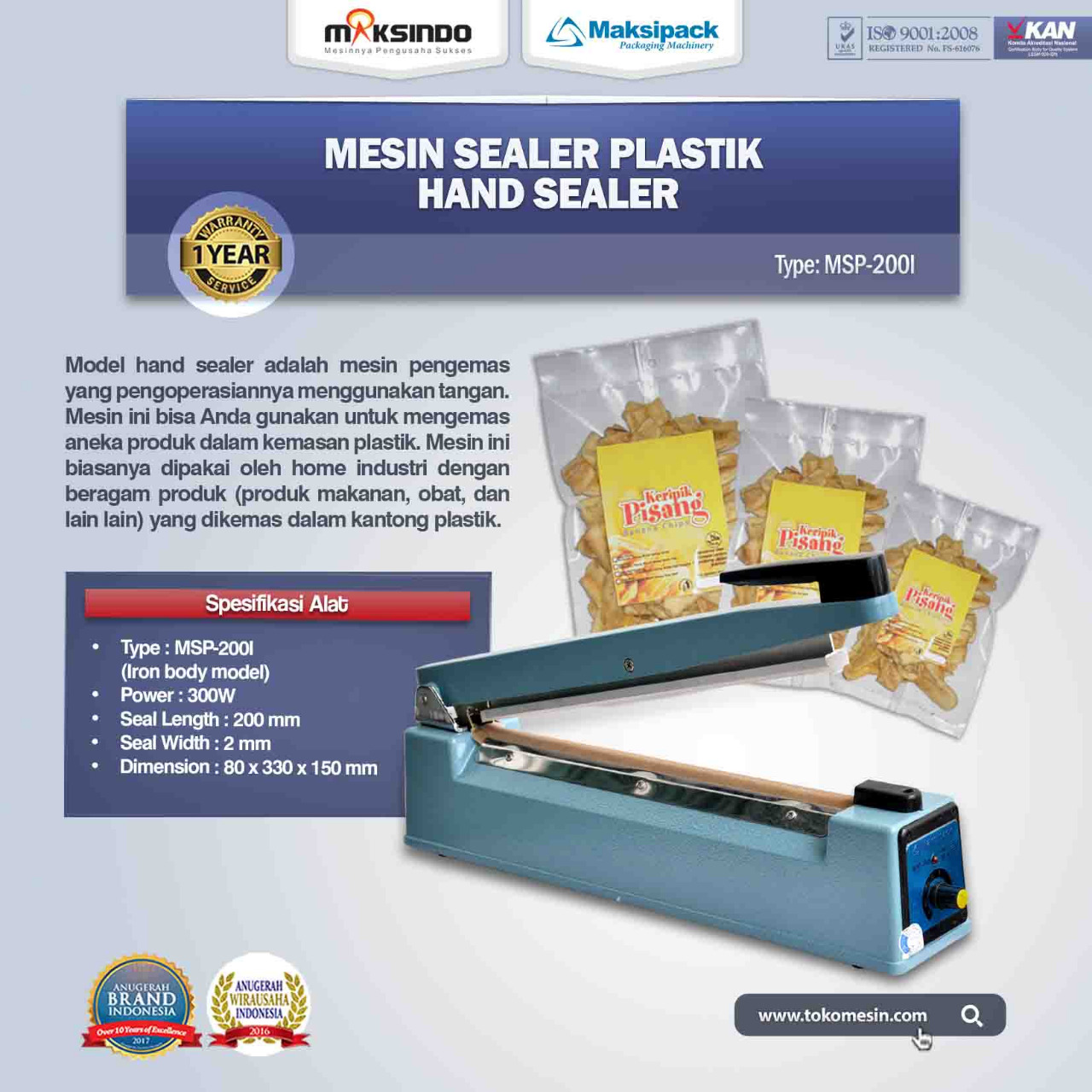 Jual Mesin Sealer Plastik Hand Sealer (MSP-200I) Di Bekasi