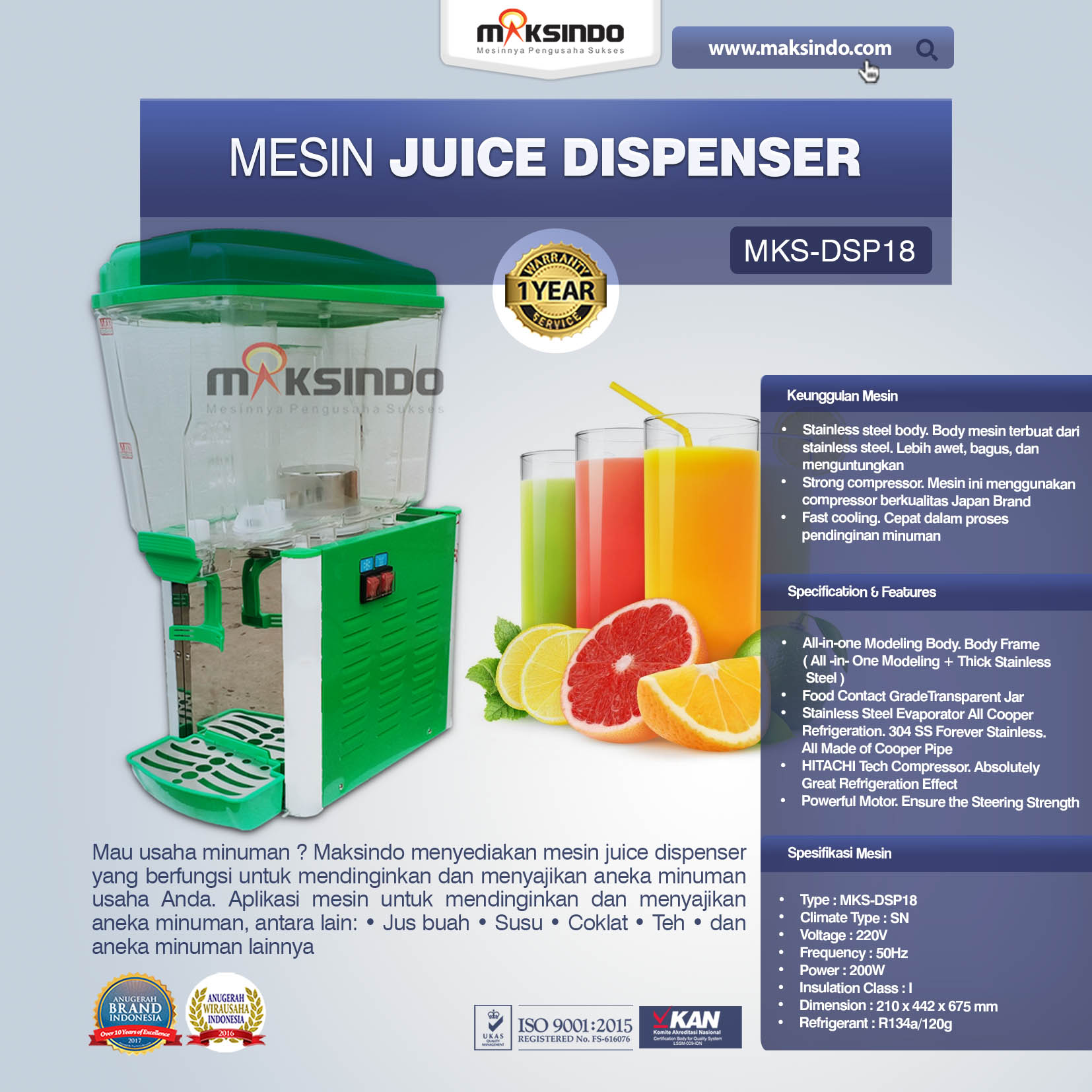 Jual Mesin Juice Dispenser MKS-DSP18 di Bekasi
