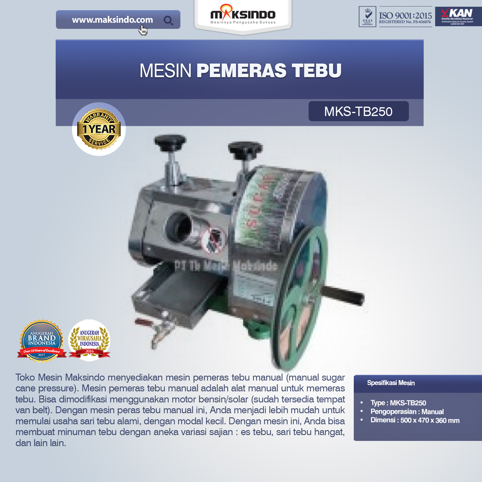 Jual Mesin Pemeras Tebu (Giling Tebu) di Bekasi