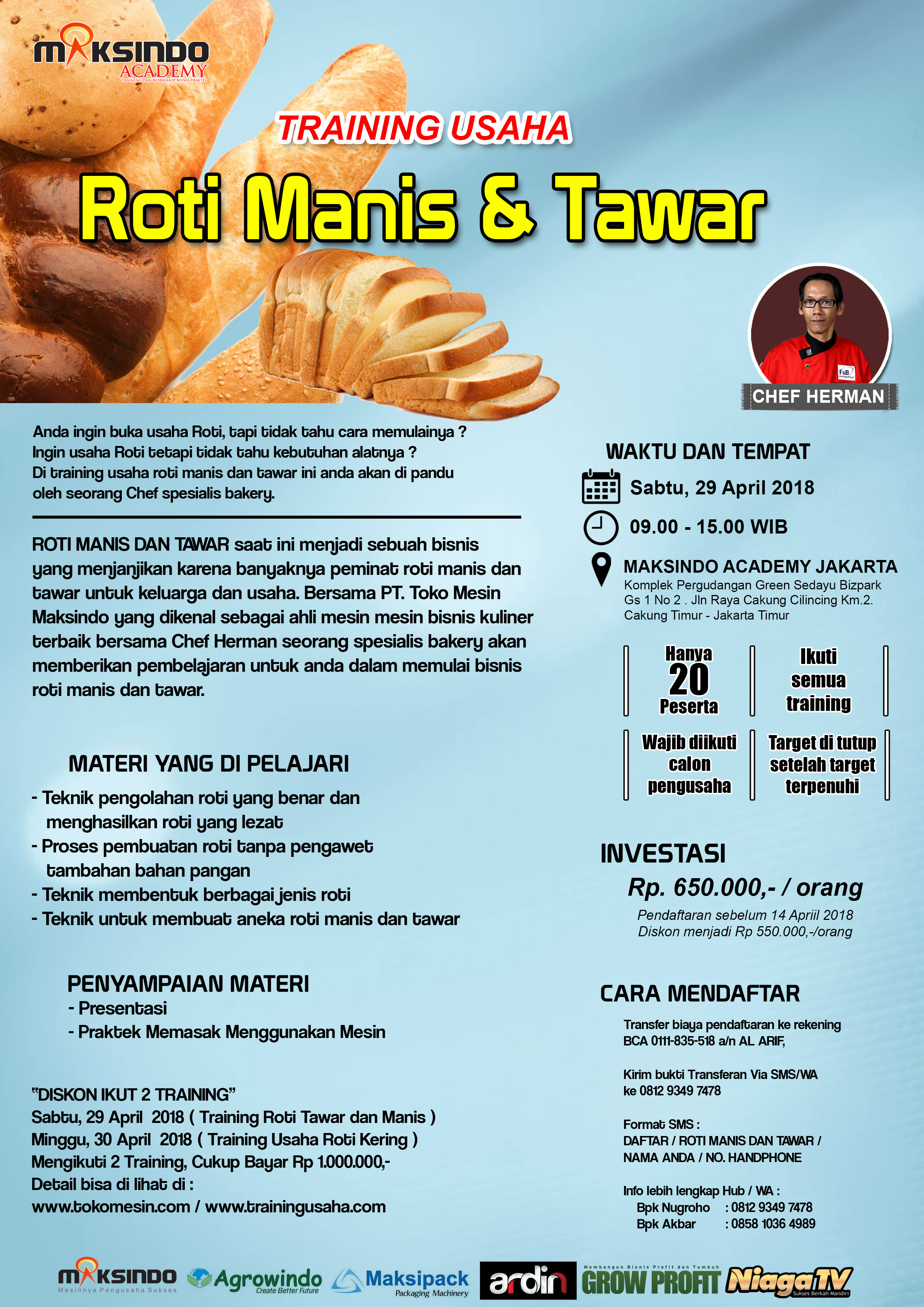 Training Usaha Roti Manis dan Tawar, 29 April 2018