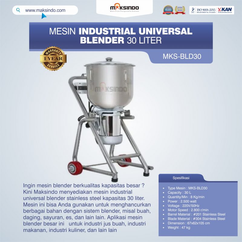 Jual Industrial Universal Blender 30 Liter MKS-BLD30 di Bekasi