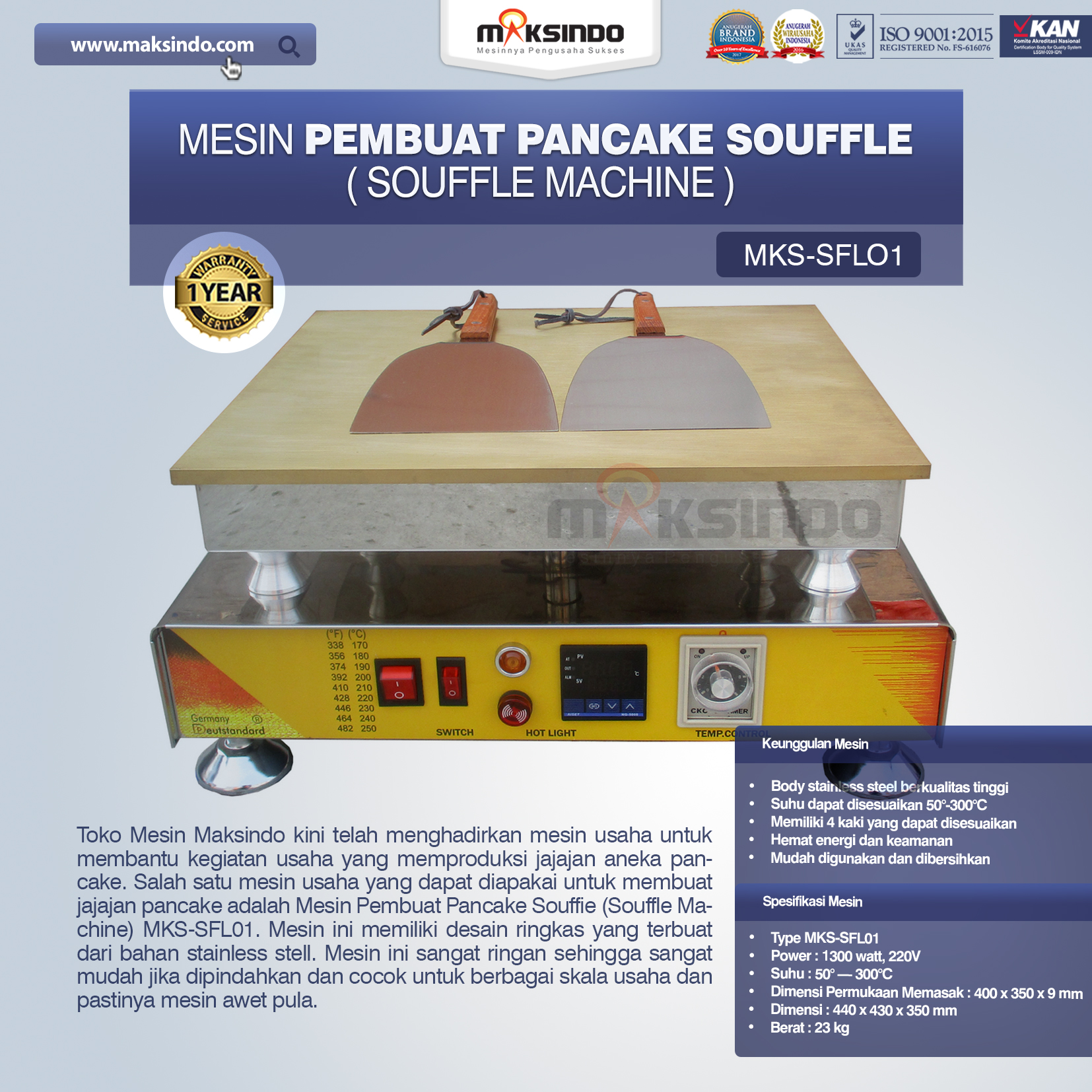 Jual Mesin Pembuat Pancake Souffle (Souffle Machine) MKS-SFL01 di Bekasi