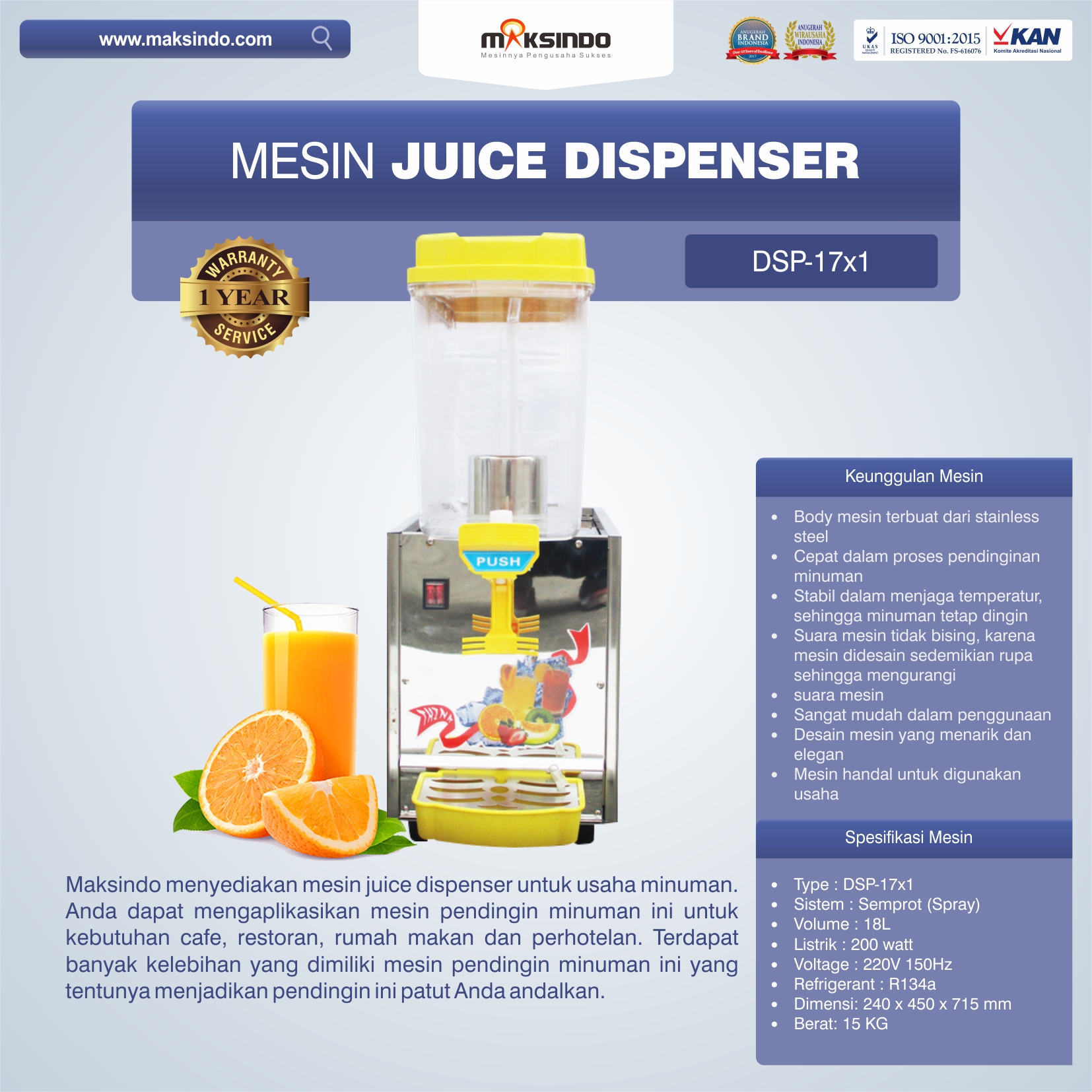 Jual Mesin Juice Dispenser (DSP-17×1) di Bekasi