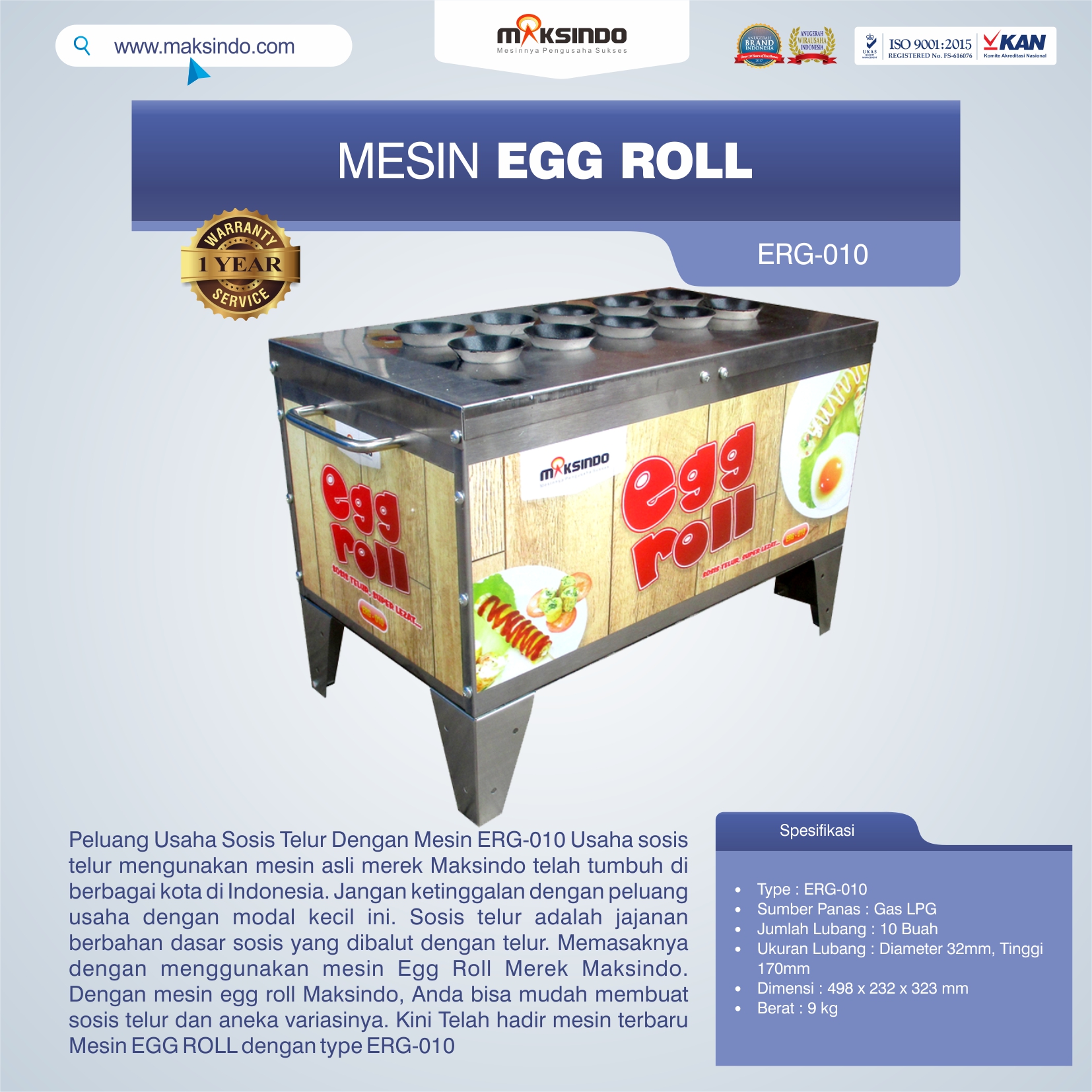 Jual Mesin Pembuat Egg Roll ERG-010 di Bekasi