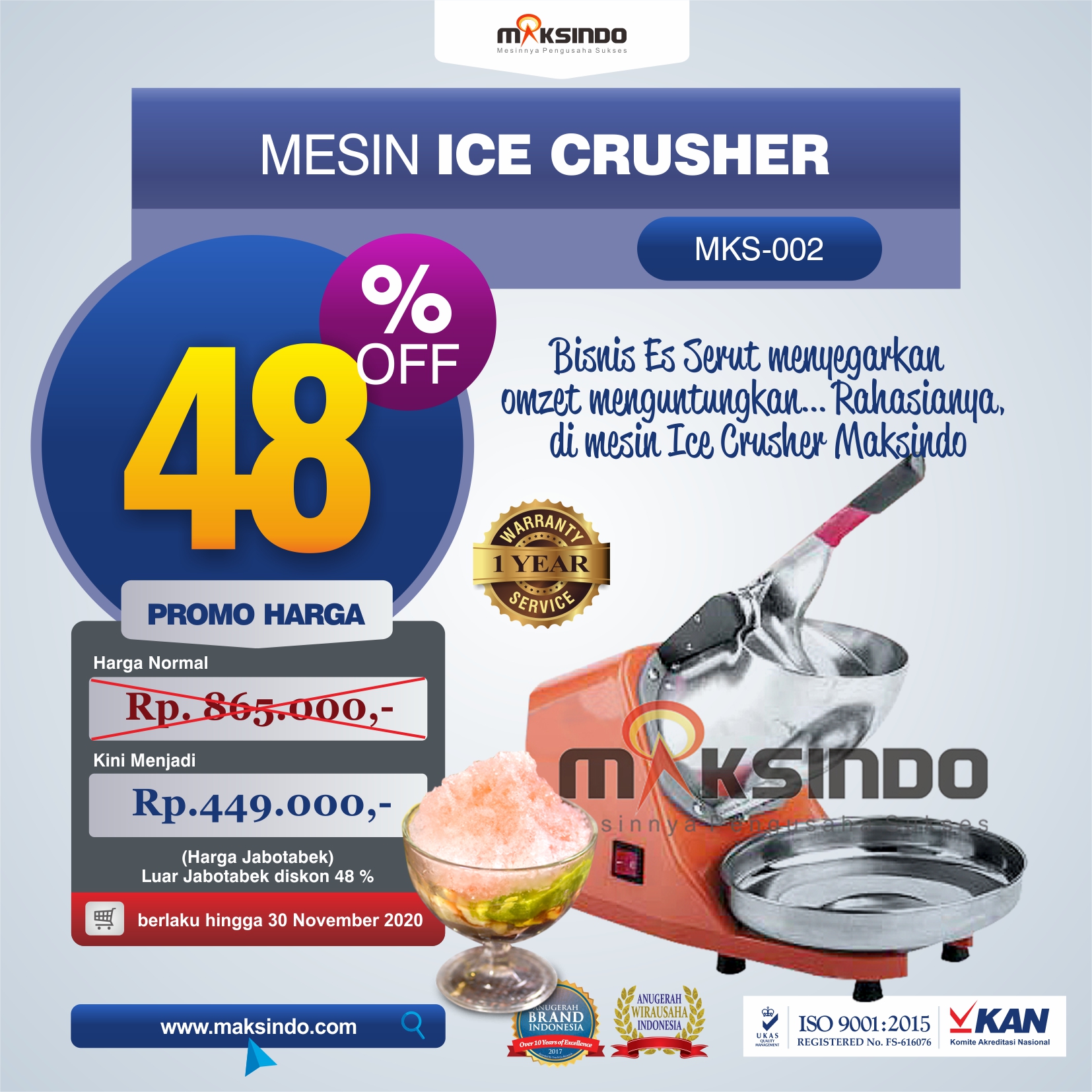 Jual Mesin Es Serut (Ice Crusher- MKS002) di Bekasi