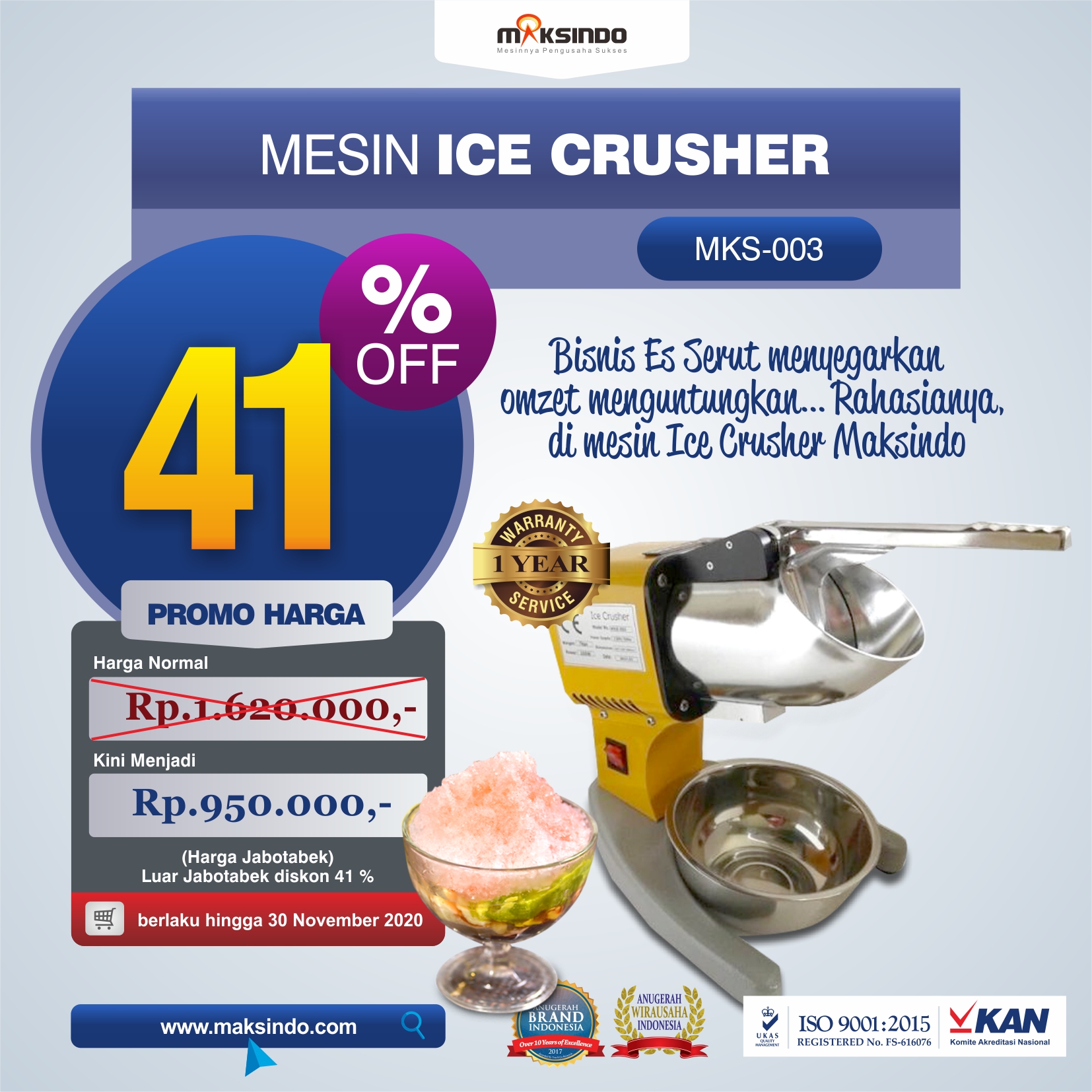 Jual Mesin Es Serut (Ice Crusher MKS-003) di Bekasi