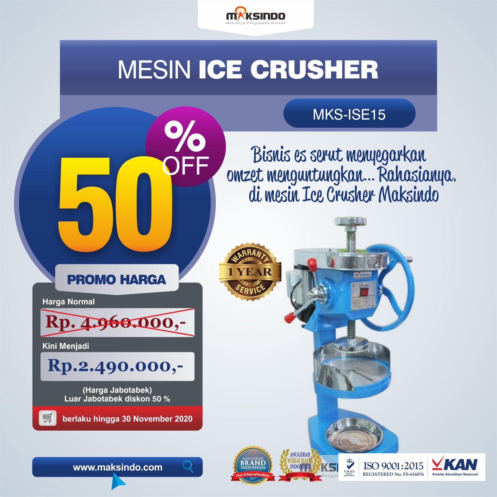 Jual Mesin Ice Crusher MKS-ISE15 di Bekasi