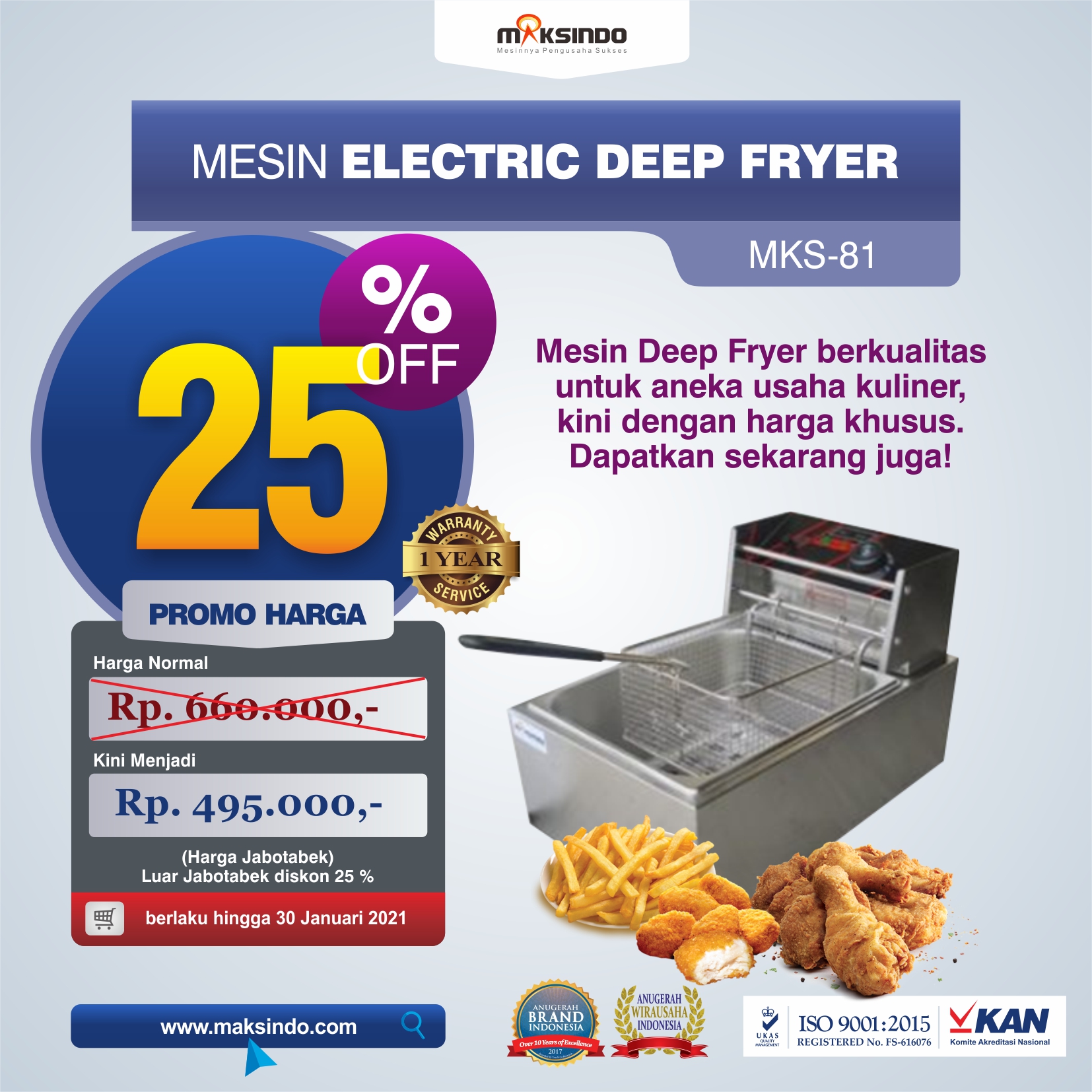 Jual Mesin Electric Deep Fryer MKS-81 di Bekasi