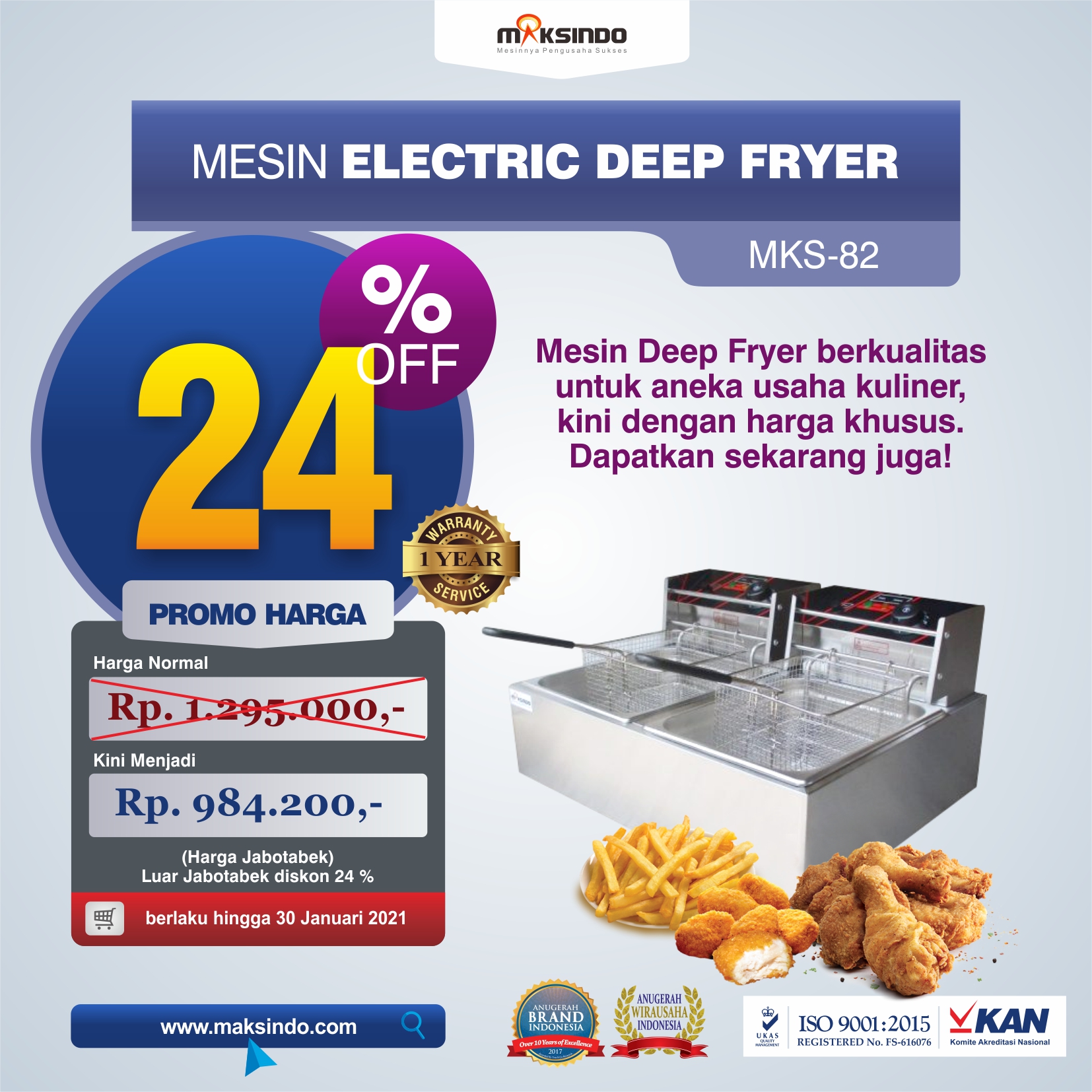 Jual Mesin Electric Deep Fryer MKS-82 di Bekasi