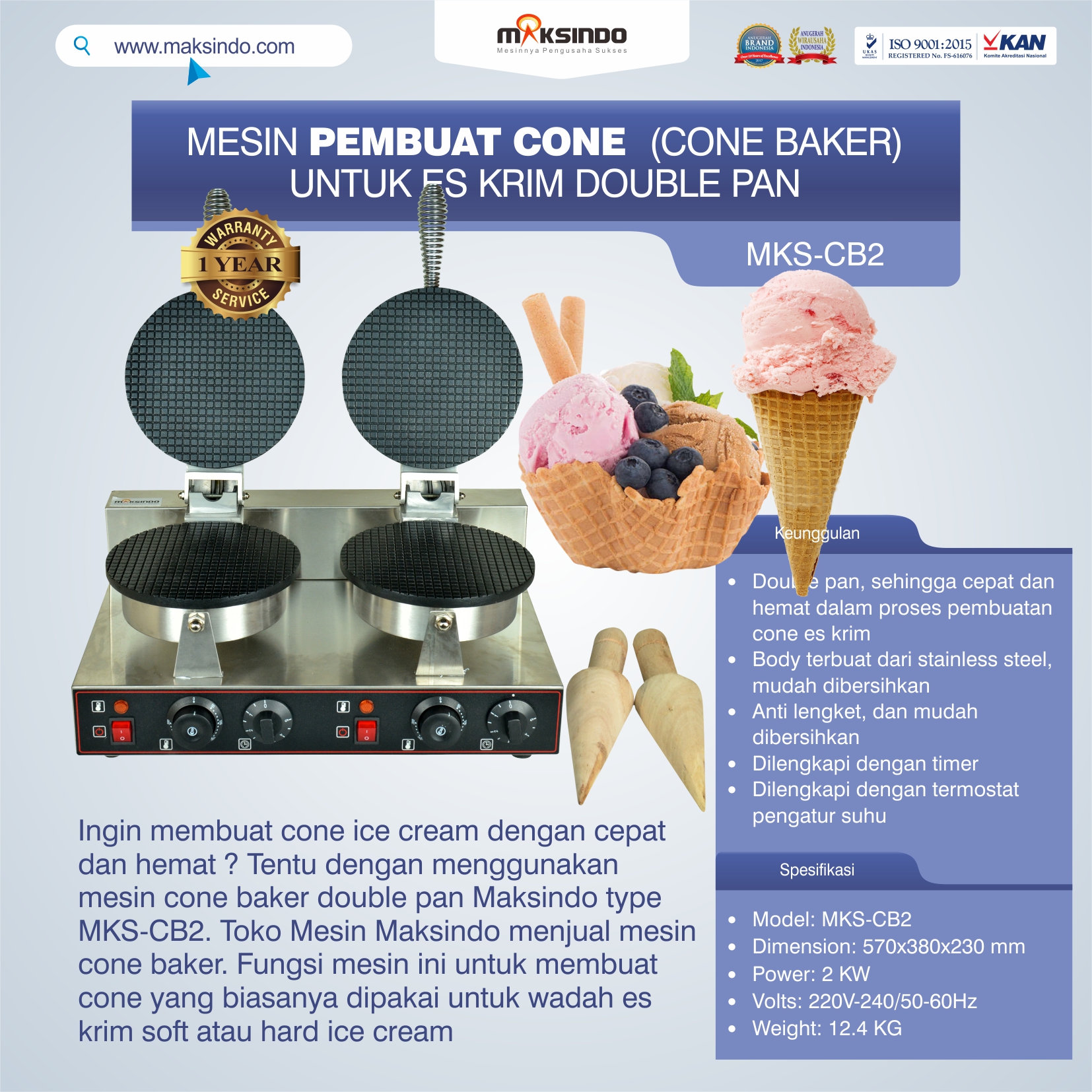 Jual Pembuat Cone Ice Cream (CB2) di Bekasi