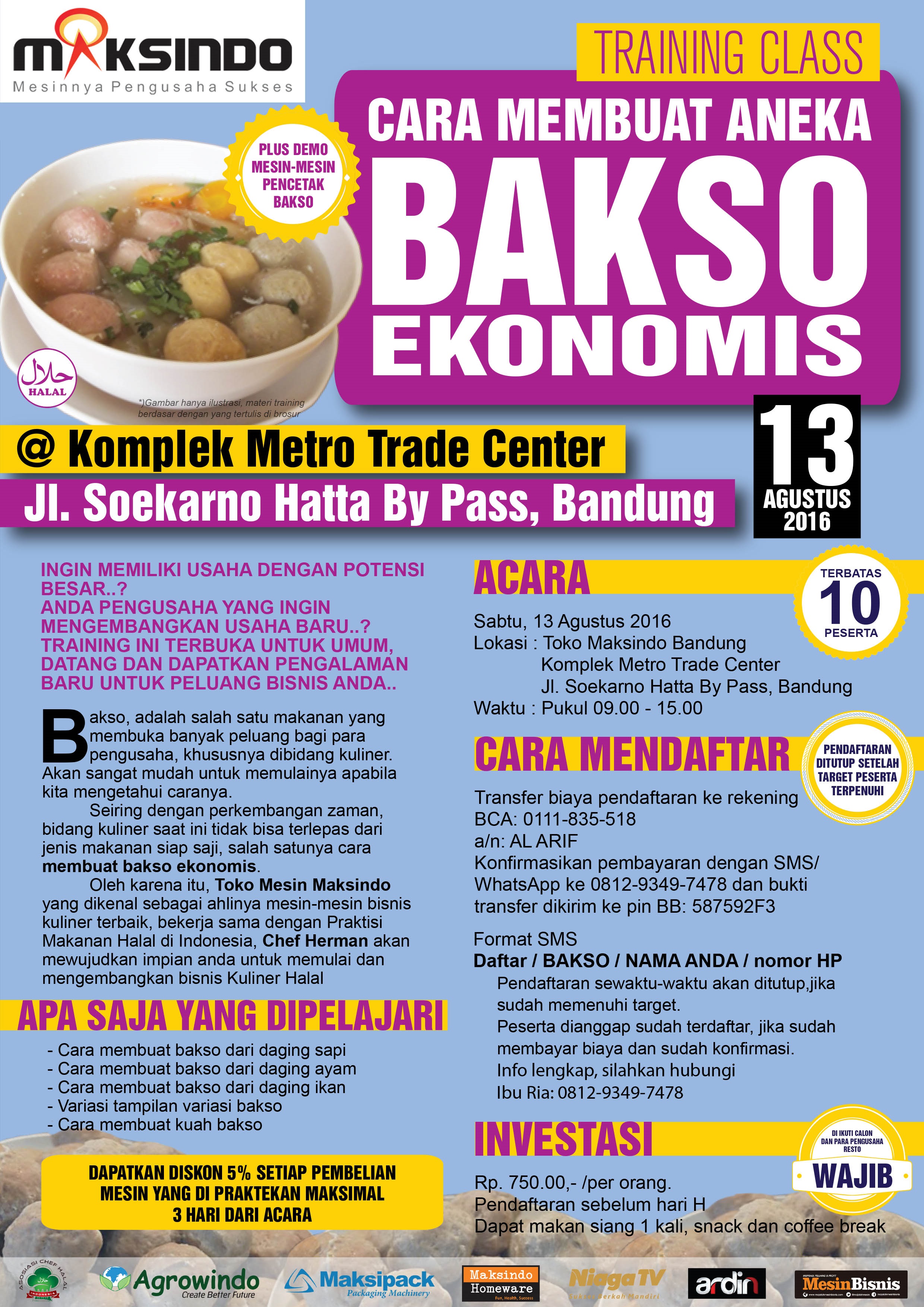 Training Usaha Bakso di Bandung, 13 Agustus 2016