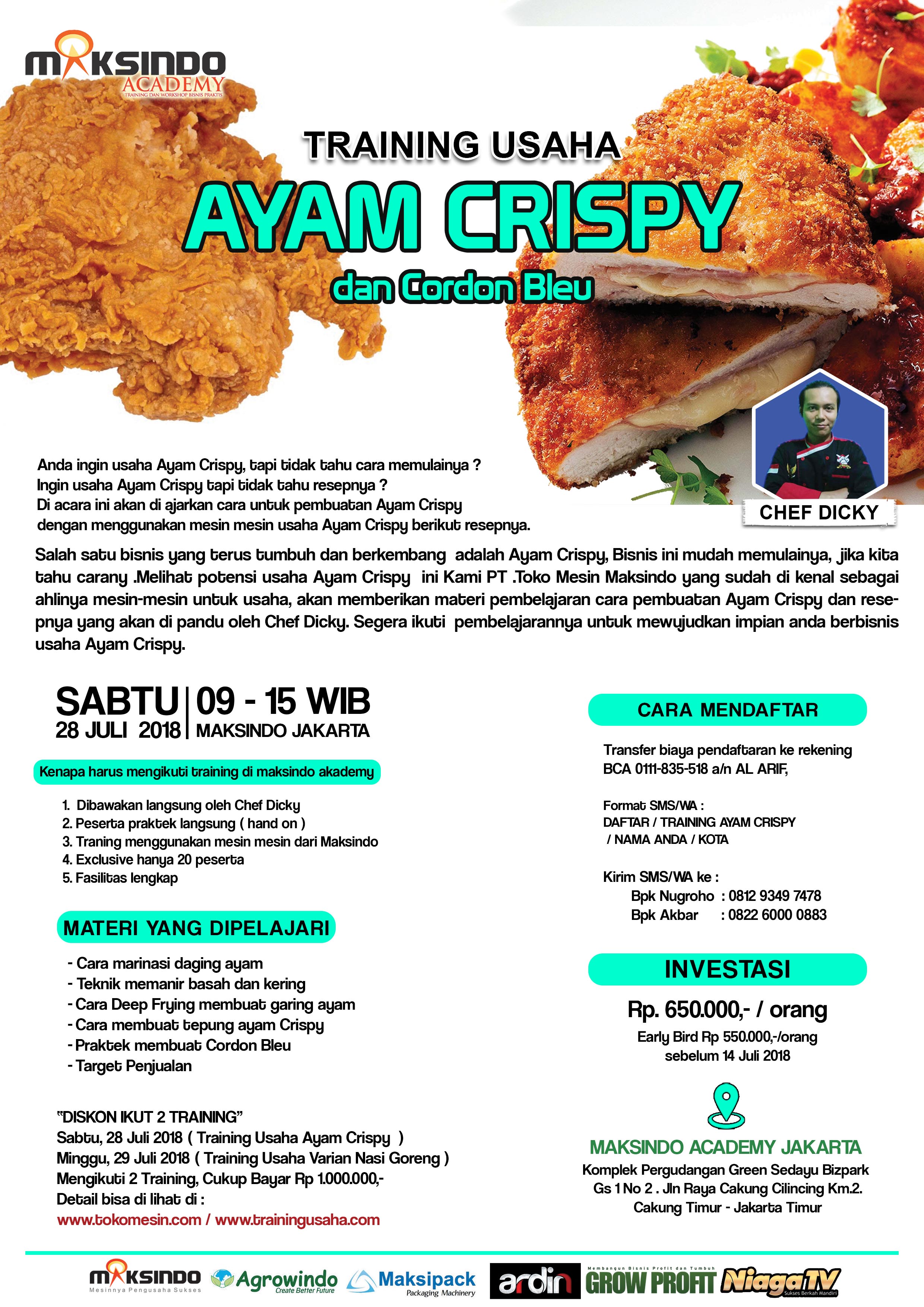 Training Usaha Ayam Crispy dan Cordon Bleu, 28 Juli 2018