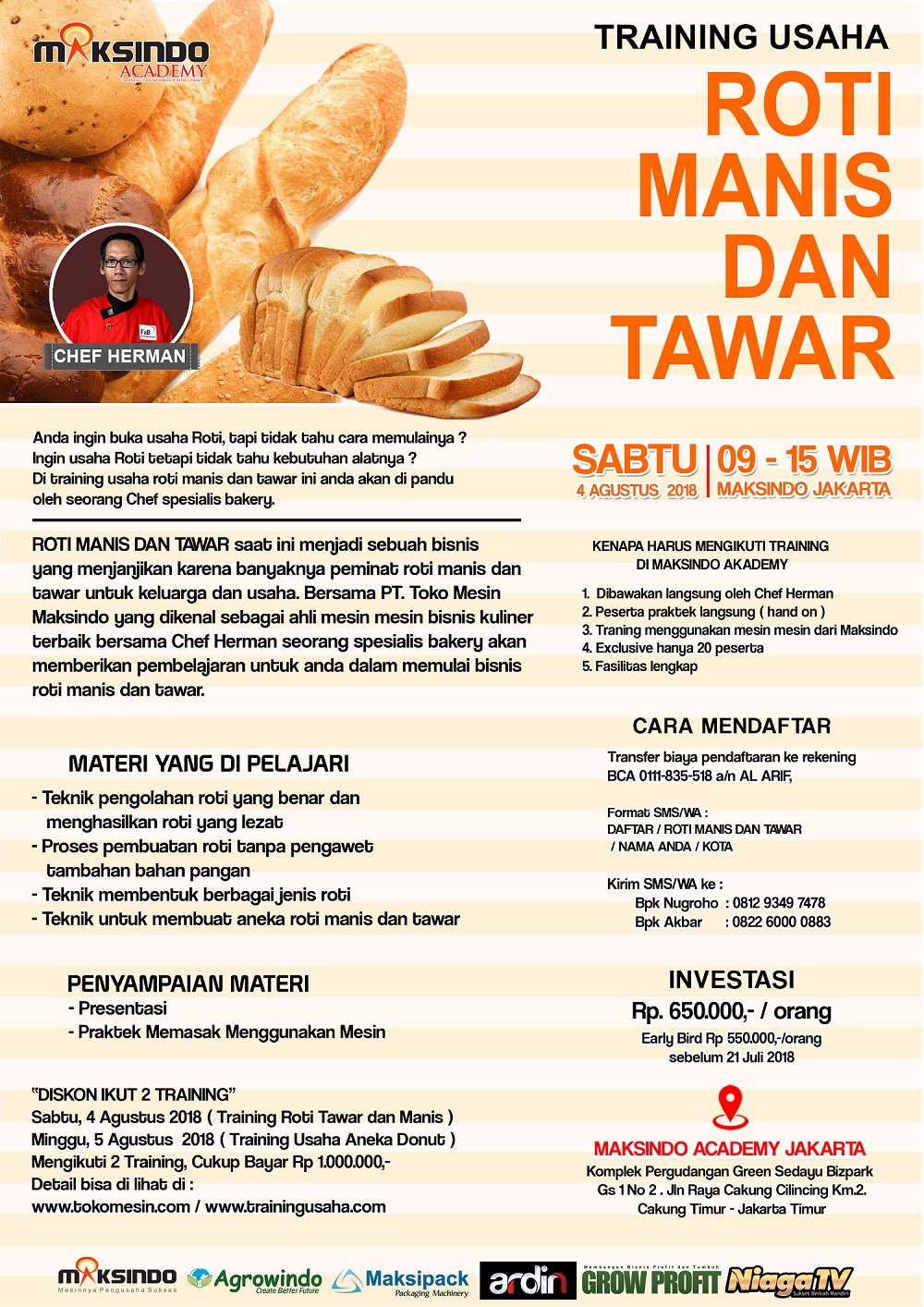 Training Usaha Roti Manis dan Tawar, 4 Agustus 2018