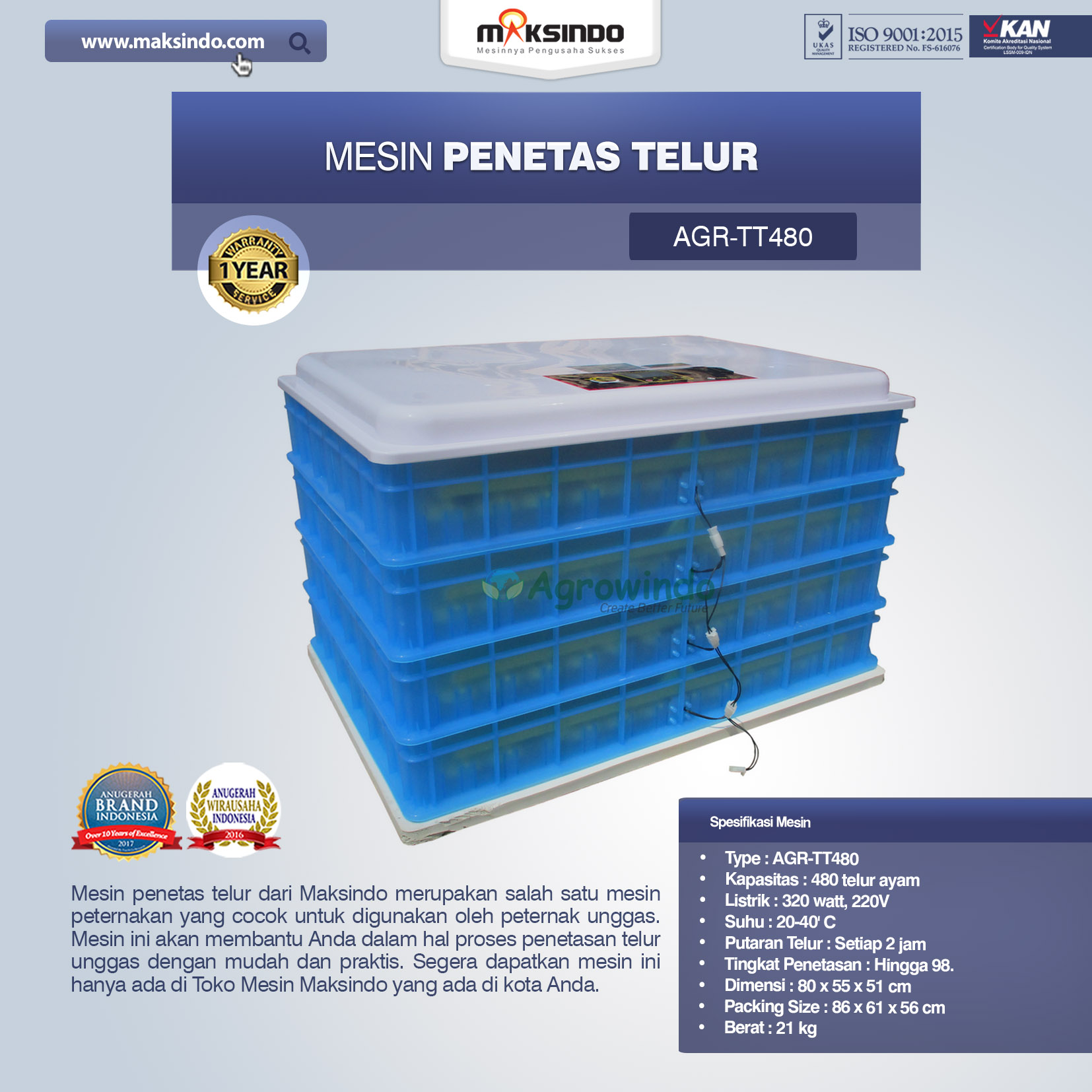 Jual Mesin Penetas Telur AGR-TT480 Di Bekasi