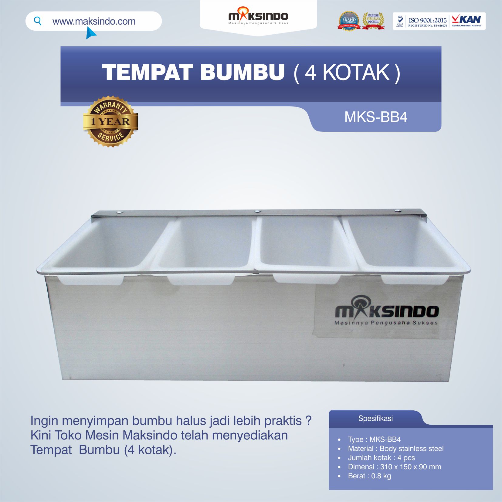 Jual Tempat Bumbu (4 kotak) di Bekasi