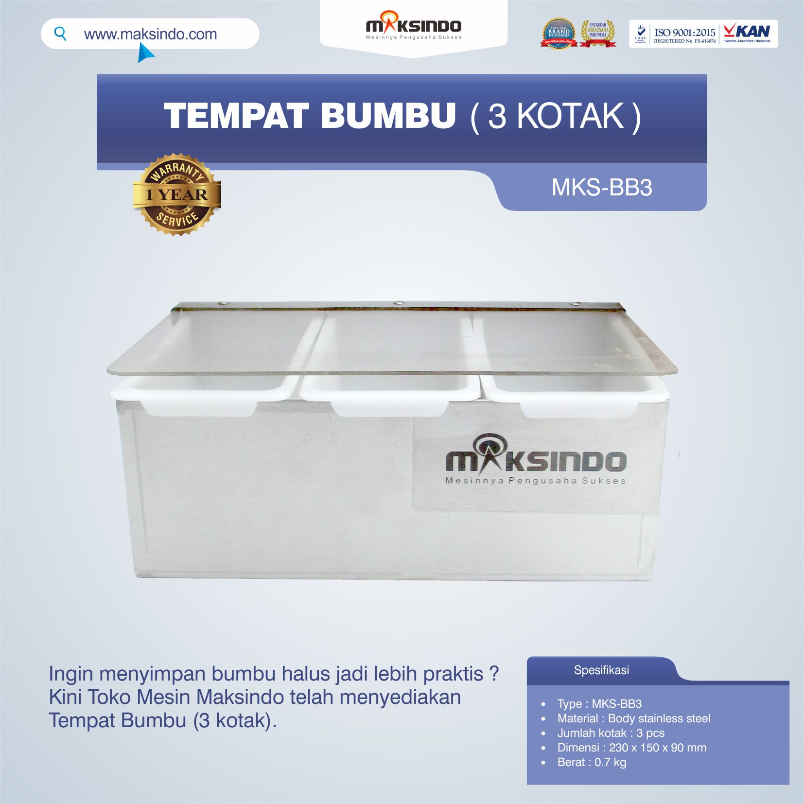 Jual Tempat Bumbu (3 kotak) di Bekasi