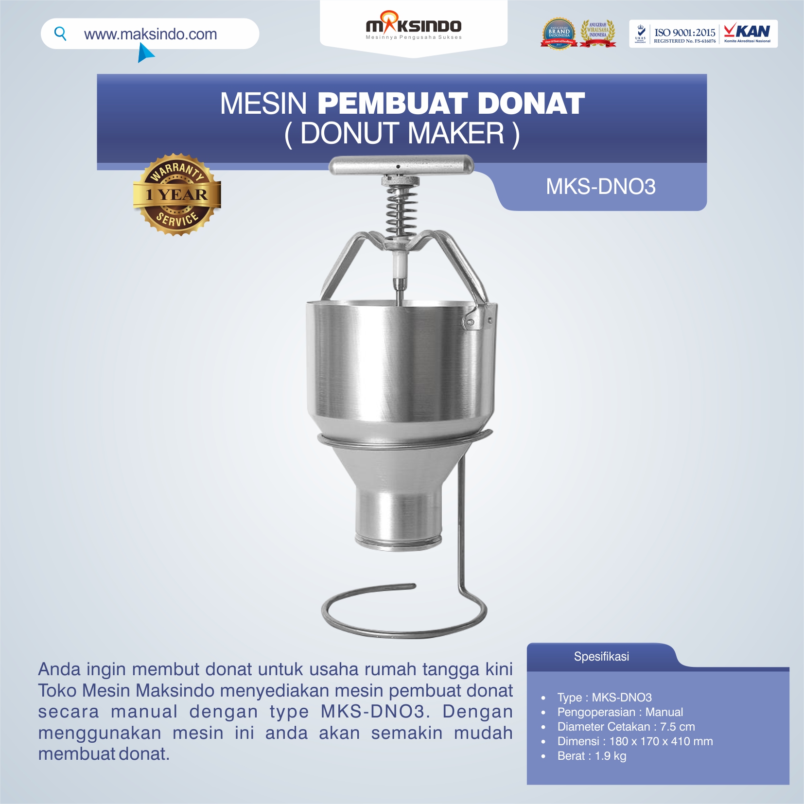 Jual Mesin Pembuat Donat (Donut Maker) MKS-DN03 di Bekasi